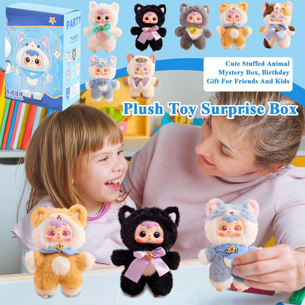 Cat Party Plush Toy Surprise Box, Cute Stuffed Animal Mystery Box, Birthday Gift For Friends And Kids