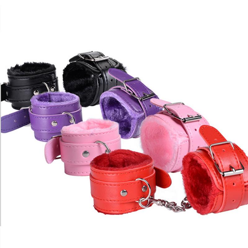 Sexy Lingerie PU Leather Plush Handcuff Ankle Cuff Bondage Sex Toy For Adults Sex Bondage Restraints Lingerie Exotic