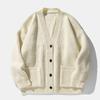 Cardigan Décontracté d'Automne pour Homme à Poches Vêtement de Rue Vintage Y2K Pulls Tricotés Col en V Cardigans Mode Coréenne