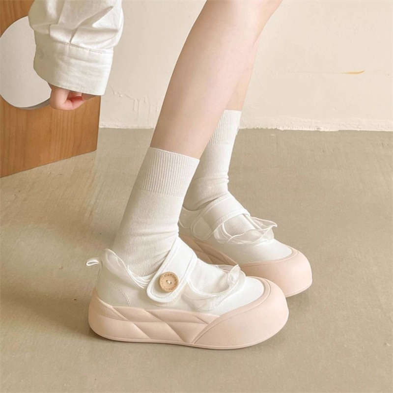 Mary Jane shoes children's new spring and autumn with skirt shallow mouth single shoes Velcro board shoes women