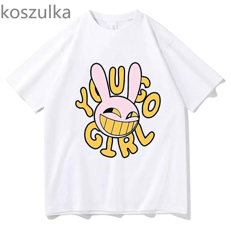 Anime The Amazing Digital Circus Jax Merch T-Shirt Bunnnyy you go Girl Unisex Kurzarm T-Shirt Lässiges T-Shirt Sommermode