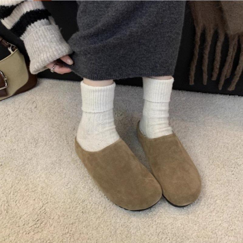 Large size casual slippers women's winter new velvet thickened home retro slippers women