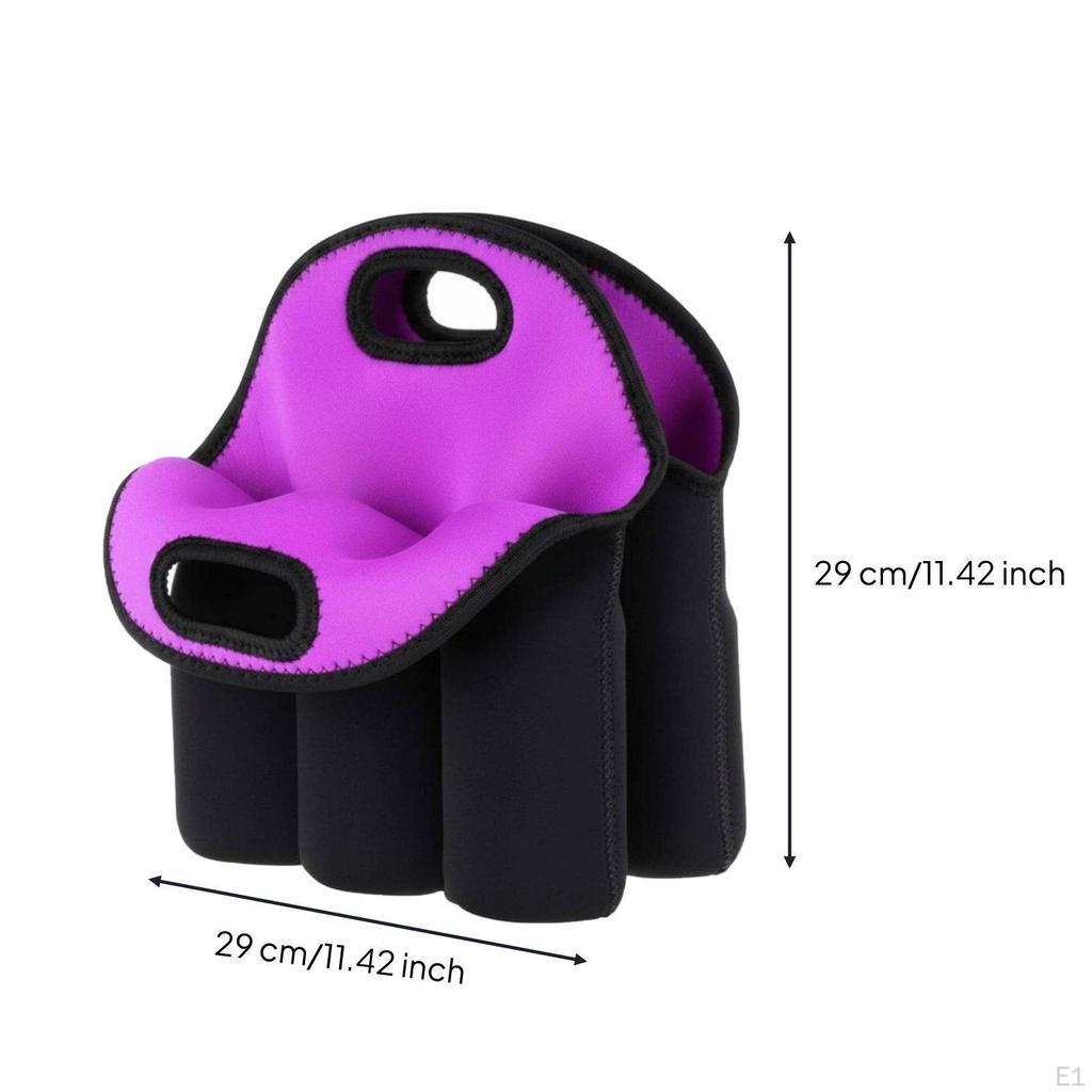 Bottle Carrier Shielded Neoprene Tote Reusable Portable Beer Holder for Picnic, Beach,