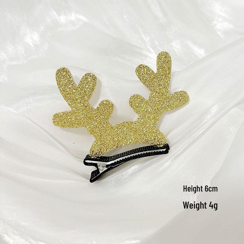 2024 Glitter Antler & Pompon Christmas Hair Clips - Festive Holiday Party Accessories