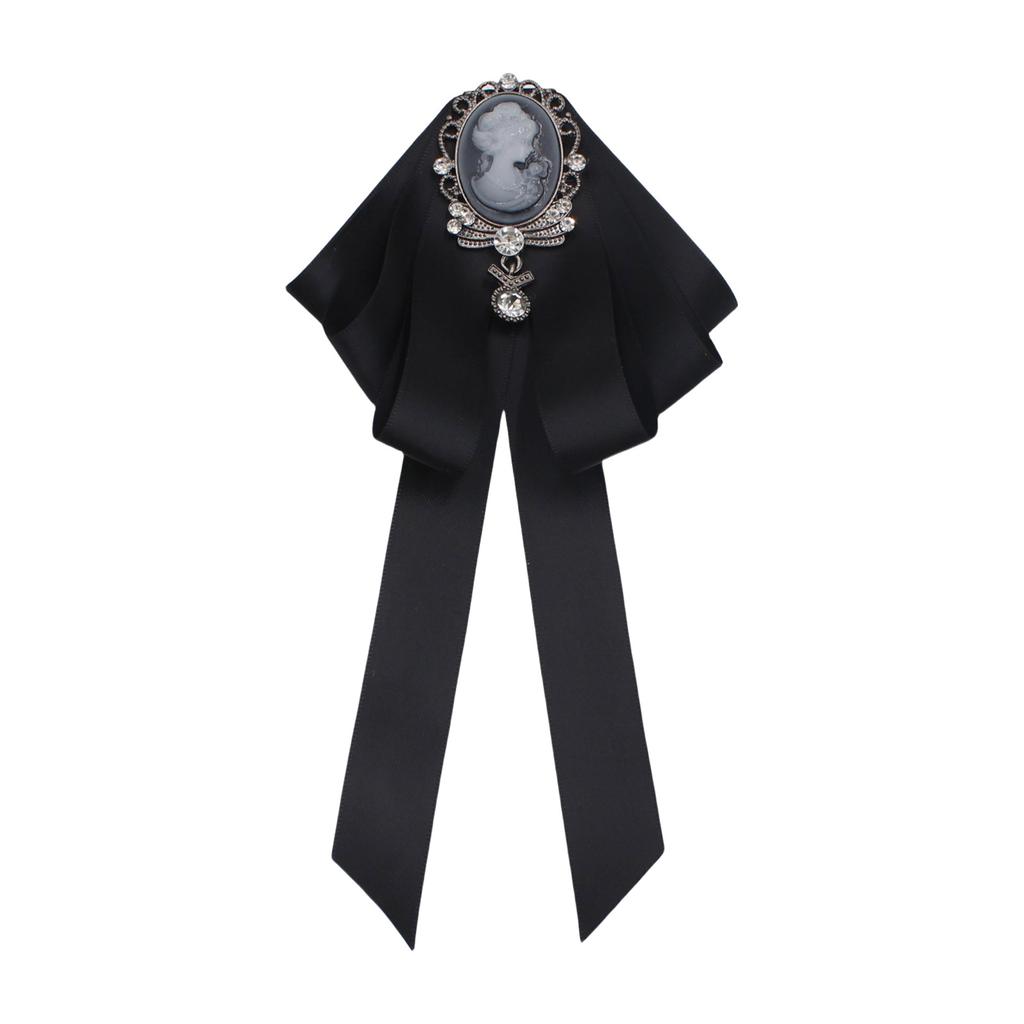 Handmade Ribbon Bows Brooch Men's Suit Shirt Collar Pin Rhinestones Crystal for Special Occasion