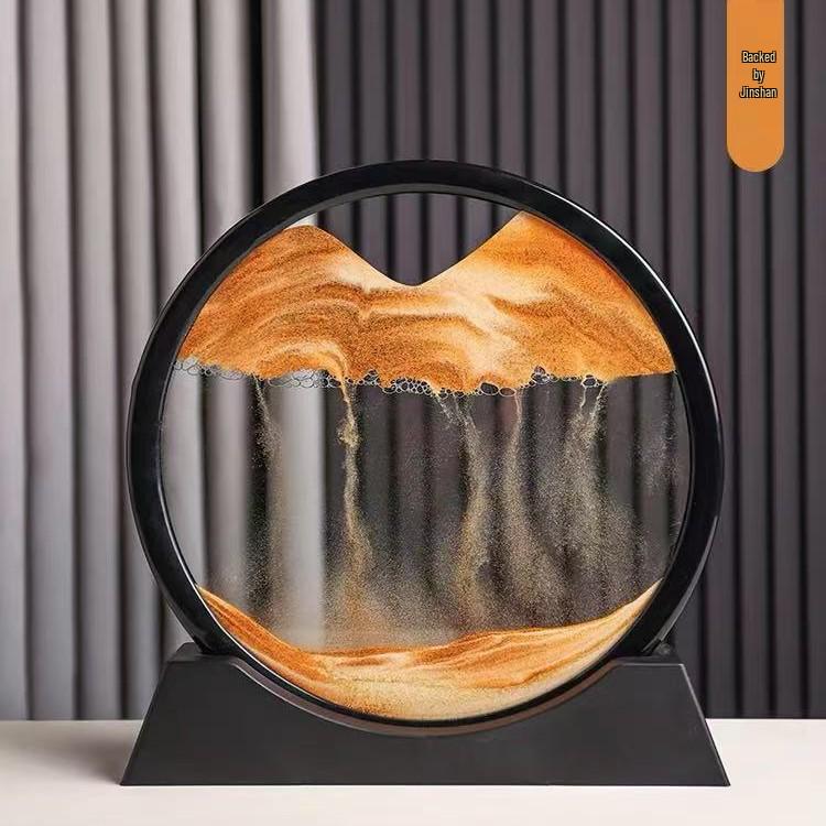 

Luxurious Quicksand Painting Ornament for Home or Office Decor 7-inch Black Frame - Yellow