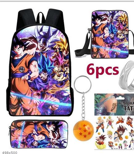 New animation cartoon dragon ball backpack, primary and secondary school schoolbag, satchel, shoulder bag, pencil case three-piece set