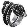Anelli a Drago U7 in Acciaio Inossidabile per Uomo Donna Nero Retrò Colore Oro 14K Anelli Avvolti Drago Animale Vivace Gioielli Cool Regalo