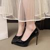 2026 Spring and Autumn New Platform Stiletto High Heels Women's Patent Leather Pointed Toe Sexy Temperament Single Shoes