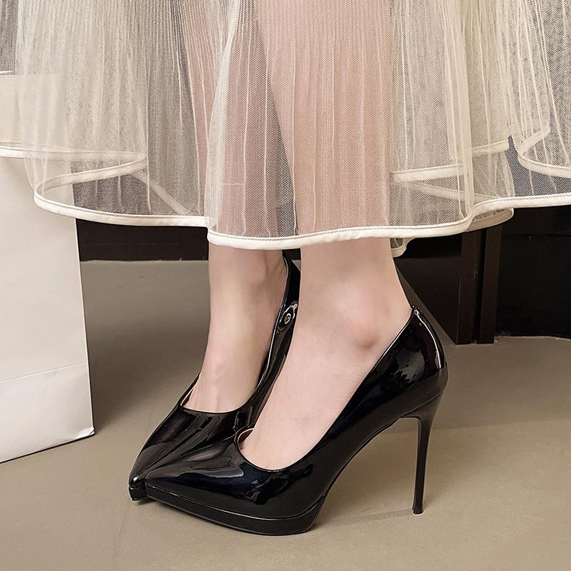 2026 Spring and Autumn New Platform Stiletto High Heels Women's Patent Leather Pointed Toe Sexy Temperament Single Shoes