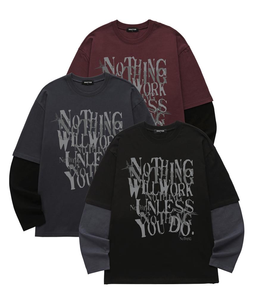 SHIRTER Layered Notting Long Sleeve (Sls039) Burgundy