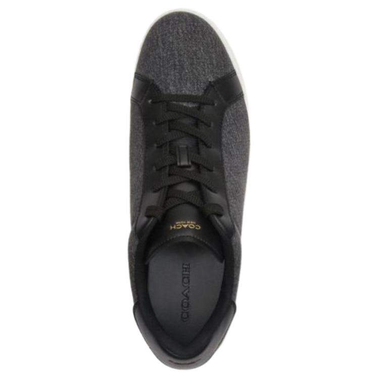 Coach Highline Fabric Synthetic Leather Round Toe Flat Lace-Up Low-Top Sneakers Men Sneakers Black CAR42-A0R