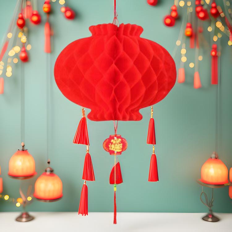 Festive Red Honeycomb Lanterns - New Year & Spring Festival Decor
