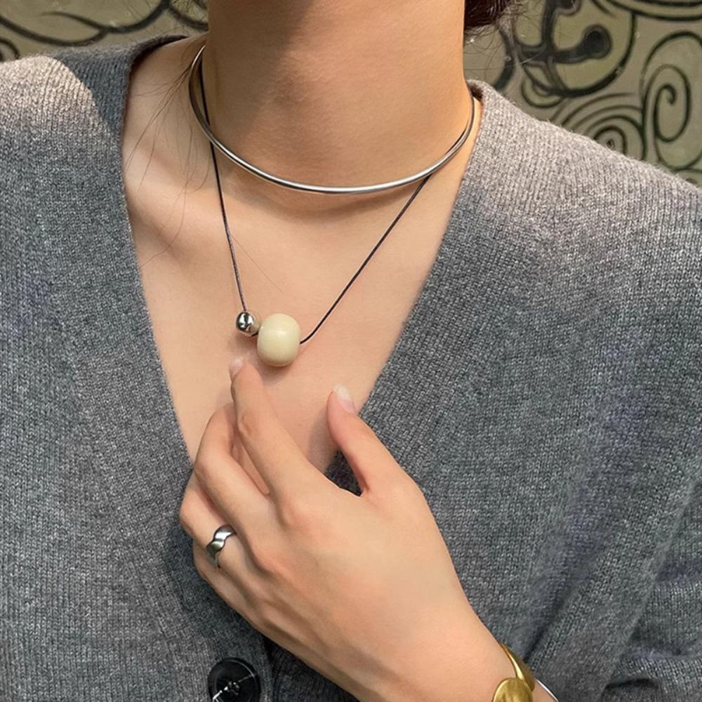 Vintage Cord Necklace Aesthetic Trend Choker Fashion Bead Pendant Necklace  Charm Chokers