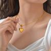 Schmuck Damenmode Edelstahl Hohlherz Reiskorn Gold Halskette