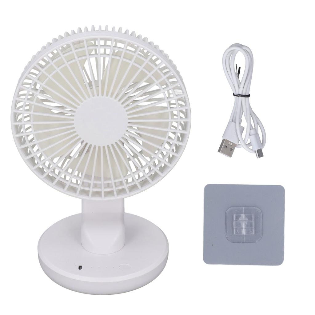 Small Desktop Fan USB Charging Adjustable Wind Speed 30 Degrees Rotatable Silent 1200mAh Mini Fans for Students