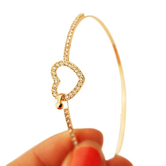 

Тонкий браслет-бангл з підвіскою у вигляді серця, розкішний золотистий браслет з кристалами та стразами, тонкий браслет-бангл для жінок