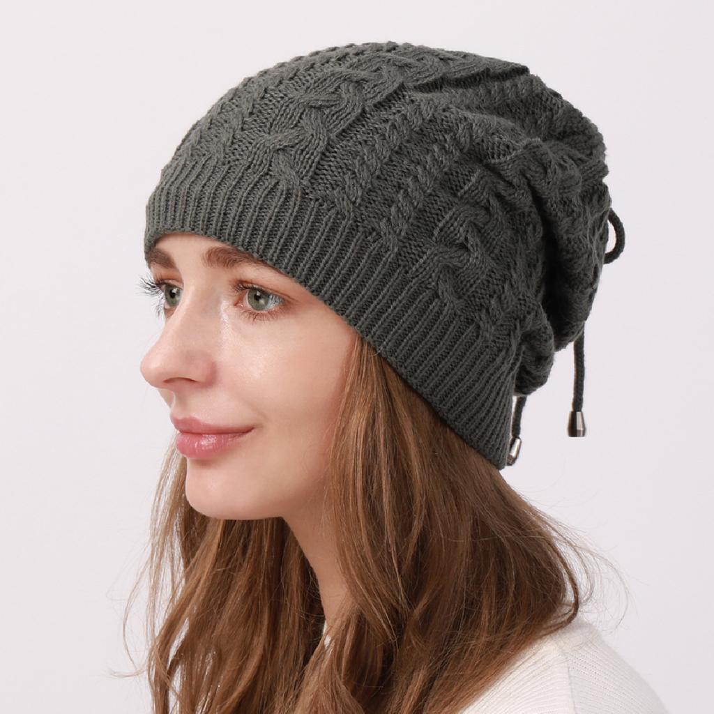 Fashion Women Stretchy Knitted Skullies Beanies Hat Solid Snood Scarf Warm Beanie For Womem Autumn Winter Female Beanie Cap