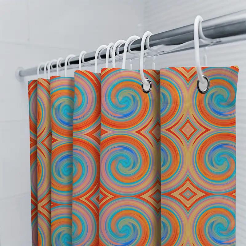 Colorful Bath Curtains Shower Curtain Fabric Polyester Waterproof Bathroom Decor Wall Hanging Blue Orange Red Abstract Print Mod