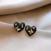 Elegant Gold-Plated Black Zircon Stud Earrings - Niche Design for a Luxurious Fashion Statement