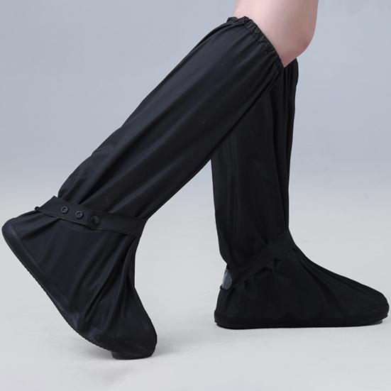 1 Pair Rainproof Shoe Covers Waterproof Non-Slip PVC Puncture Resistant Thickened Shoe Covers with Adjustable Elastic Band