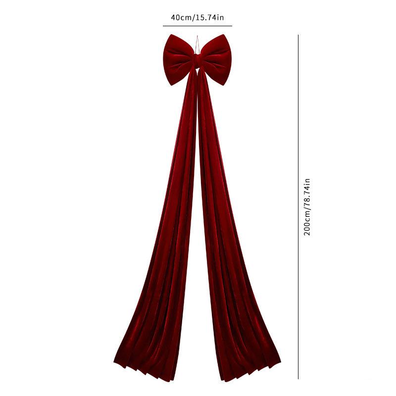 Fluffy velvet Christmas bows for background party room wall decorations Giant Christmas bows for Christmas tree decorations