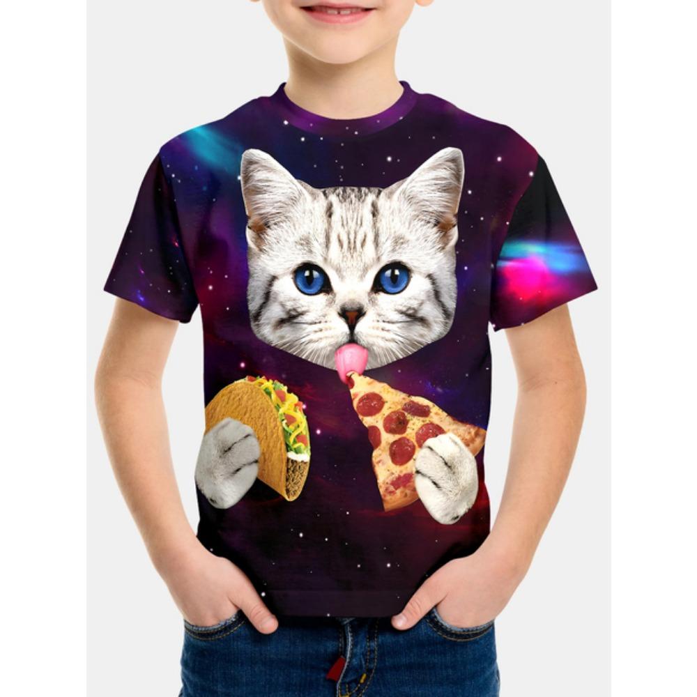 Children Clothes Girl Boys Tshirt Short Sleeve Child T Shirt Kids Summer Clothes 3D Cat Print Cartoon Casual Children's Clothing