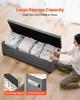 Storage Ottoman Bench, Button-Tufted End of Bed Bench with Side Bags, Flip-up Upholstered Storage Chest with Metal Frame, Linen Bed Ottoman for Living