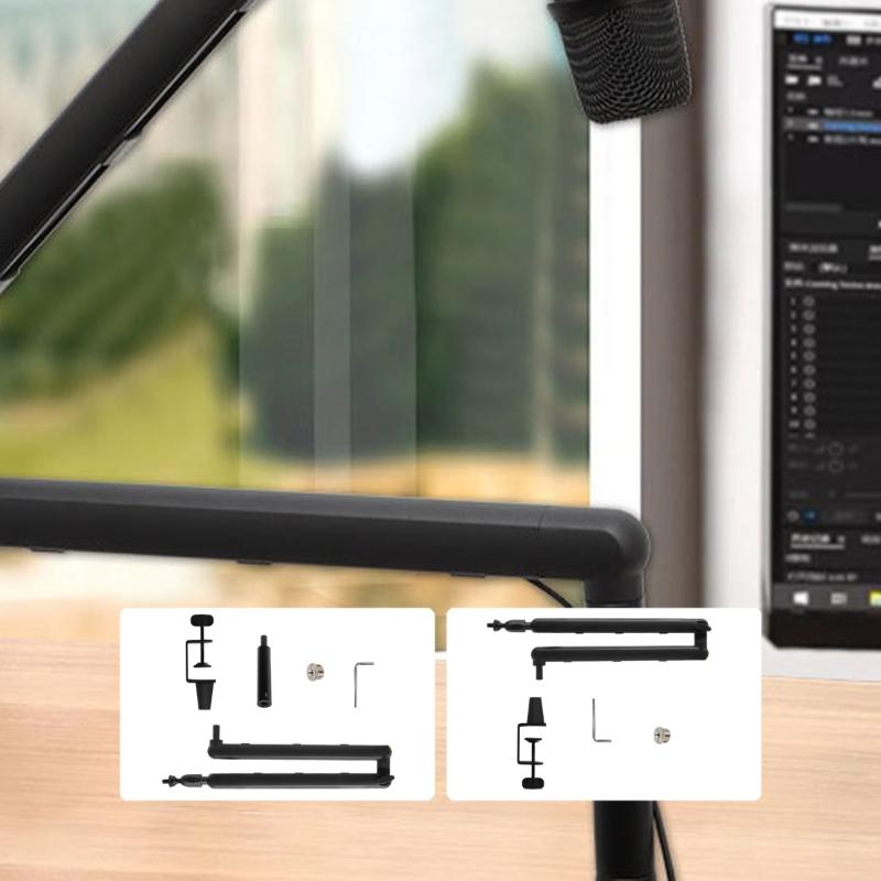 Foldable Portable Aluminum Mic Boom Stand Shake Proof Design Compatible for Smartphones Tablets Podcast Studio Use
