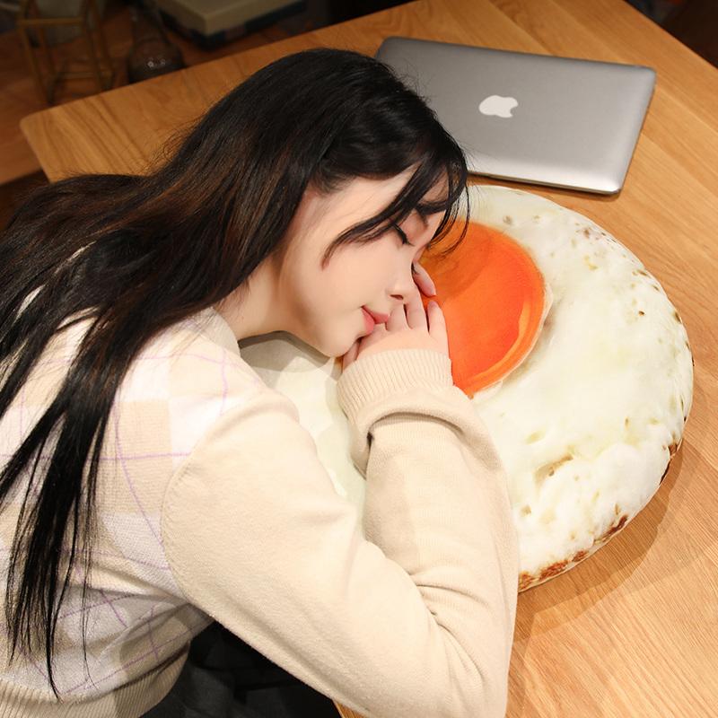 Plush Fried Egg Pillow Stuffed Food Plushie Sofa Chair Decoration Throw Pillow Soft Head Pillow Nap Gift