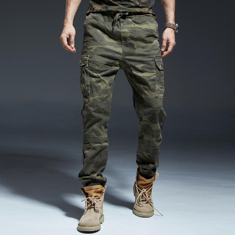 

Men s Camo Nine-Point Multi-Pocket Pants - Military Style Casual Work Joggers L