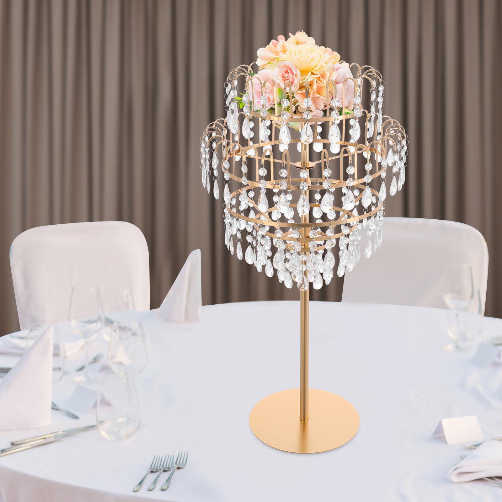 

5 Tier Fountain Crystal Flower Stand, Gold Round Wedding Centerpiece, Modern 29.5 in Height Tabletop Display Rack for Home Decor золотой