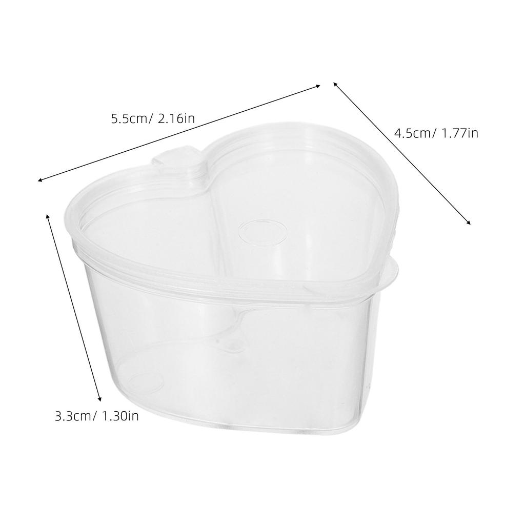 100Pcs Transparent PP Plastic Spice Containers Heart Shaped Leak Proof Storage Jars Suitable for Sauce Spice Use