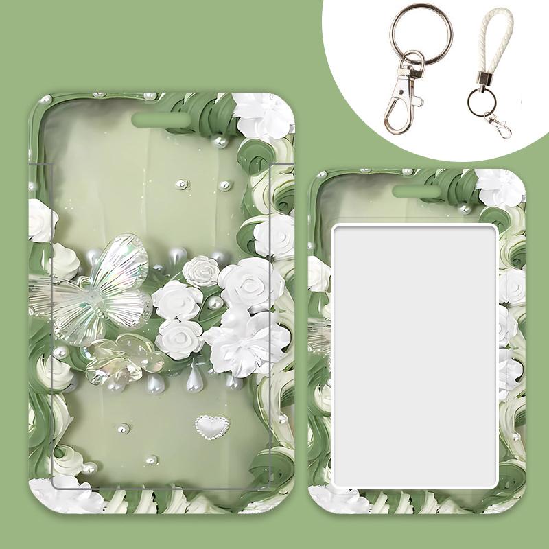 Ins Style Flower Card Holder Abs Student Card Meal Card Subway Card Bus Card Pick-Up Card Anti-Lost Hard Shell Card Holder