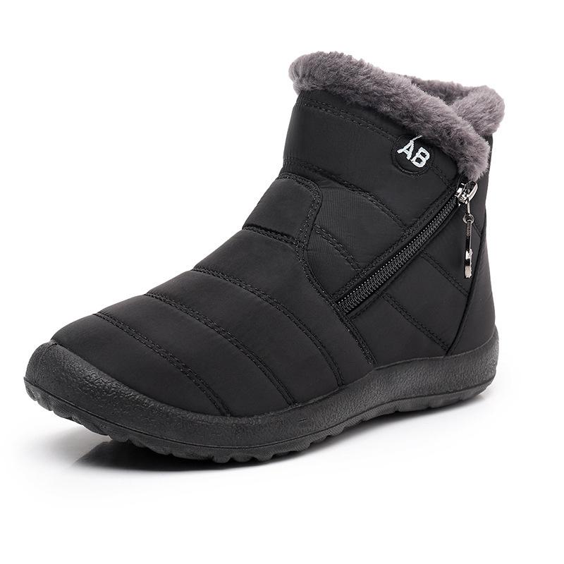 Cotton shoes women's new winter side zipper middle help warm snow boots large size lightweight piled thickened cotton boots