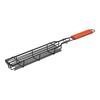 Barbecue Grill Baskets for Meat Vegetables Lockable Grille Rolling BBQ Cage with Wooden Handle Barbecue Net Rack for Shrimp Fish Veggies