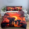Elephant Sunset Decor Prints Bedding Set with 1 Duvet Cover 2 Pillowcases Single Double King Queen, Gift