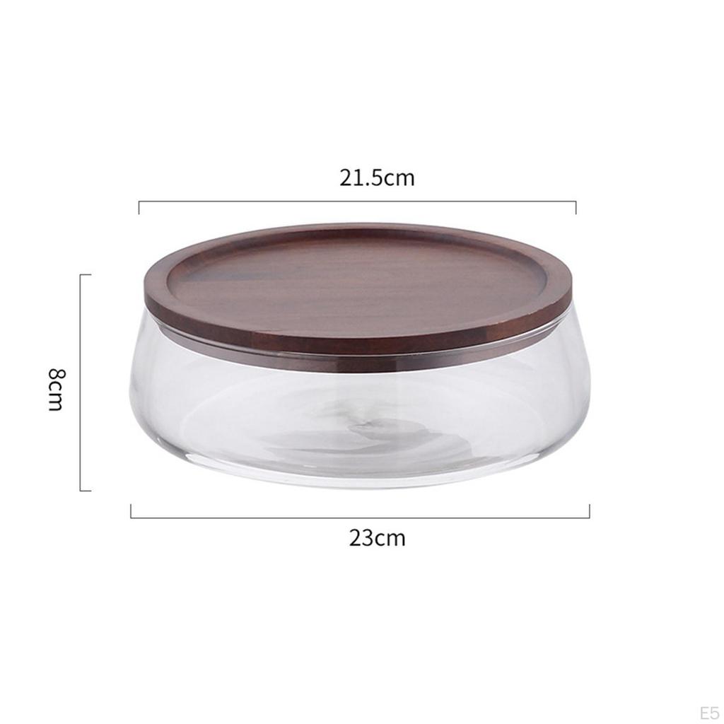 Recipient pentru bomboane și nuci Farfurie cu fructe uscate cu capac rotund multifuncțional din lemn în stil japonez