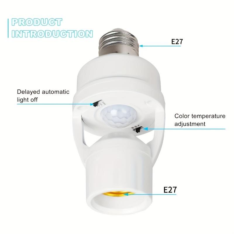 1PC Mechanical Induction Lamp Holder with Adjustable Delay Switch, the Lampshade Is White, the Base Is Sturdy, and the Installation Is Easy