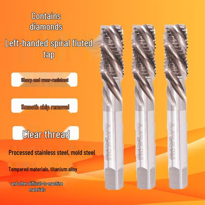 Cobalt-Infused Spiral Flute Left-Hand Tap M3-M20 Stainless Steel M3 Cobalt Left-Hand