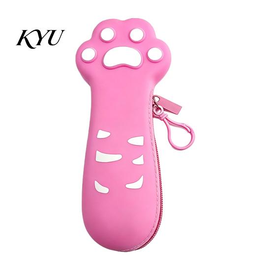 Silicone Cat Paw Pen Case Pencil Case, Large Capacity Stationery Organizer Portable Bag, Students School Supplies Storage Pouch with Zipper Bag
