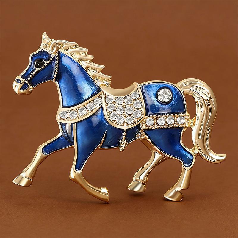 

[HF]#1Pc Luxury Strong Horse Brooches For Women Unisex 4-color Elegant Enamel Animal Year Of The Horse Brooch Pins Gifts