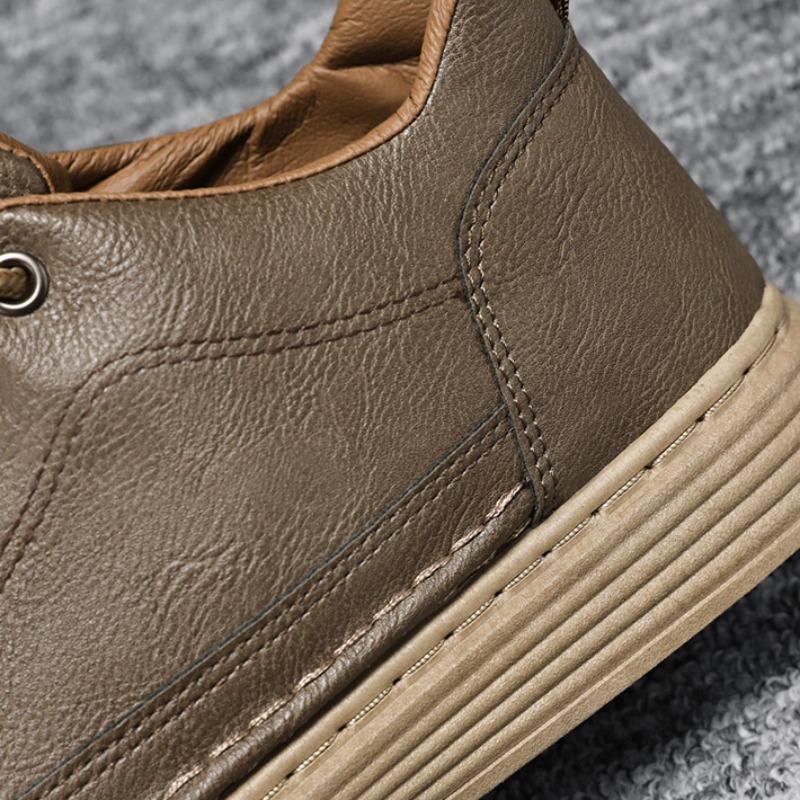 Spring New Men Leather Casual Shoes Fashion Comfortable Lace-up Platform Walking Footwear Sneakers Loafers Flats Shoe Zapatillas