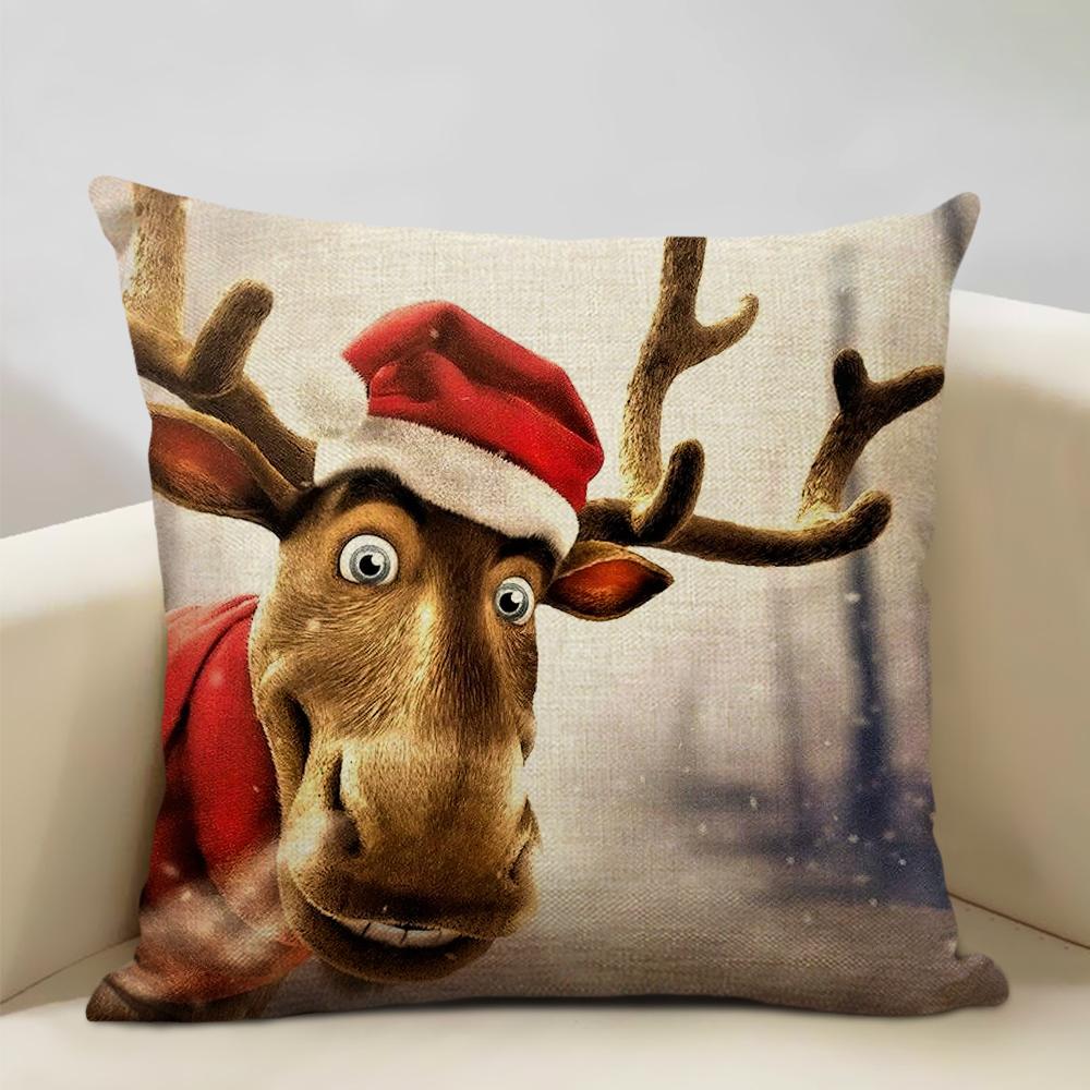 Christmas Decorative Cushion Cover Santa Claus Snowman Pillow Case 45x45cm Pillowcase Happy New Year Home Decor
