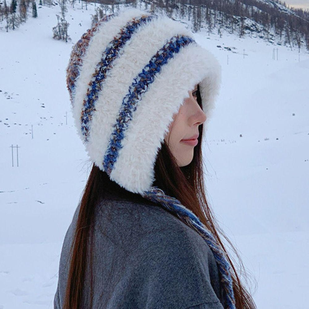 Korean Style Ear Protection Hat Windproof Knitted Warm Hat Fashion Plush Earmuffs Cap  Outdoor