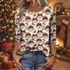 Women's Casual Christmas Printed Three-Quarter Sleeve Neck T-Shirt Tee Top