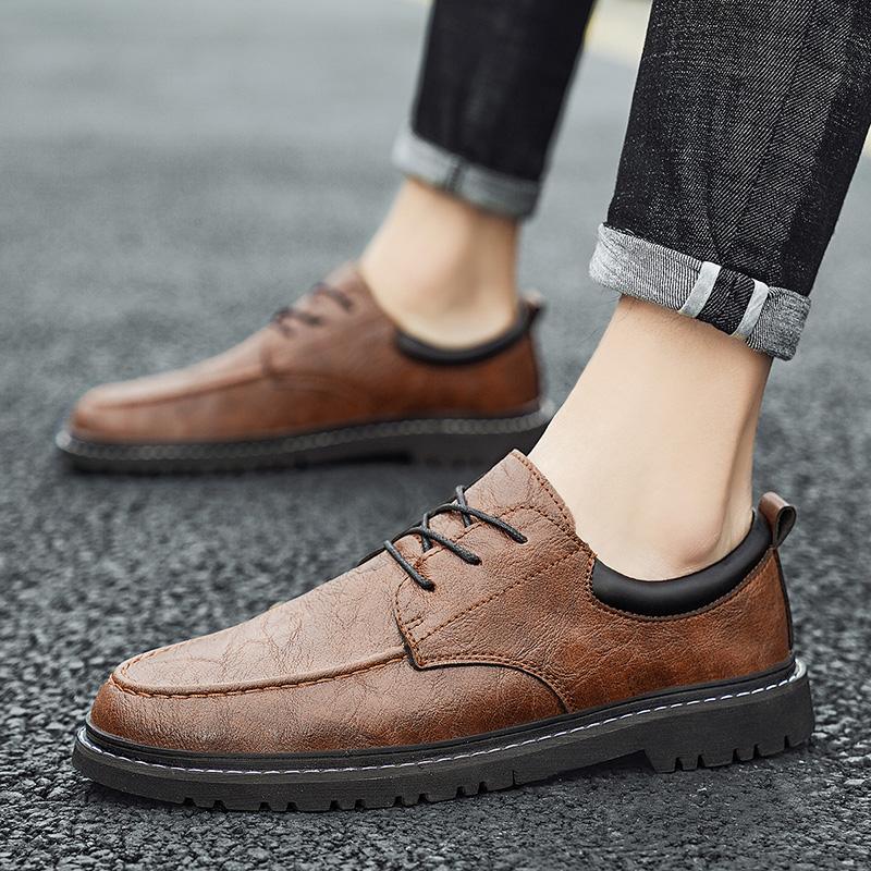 Fashion Hot Selling Men's Leather Shoes for Leisure and Business Retro Classic Black Fashion Wedding Party Outdoor Travel  Male Shoes
