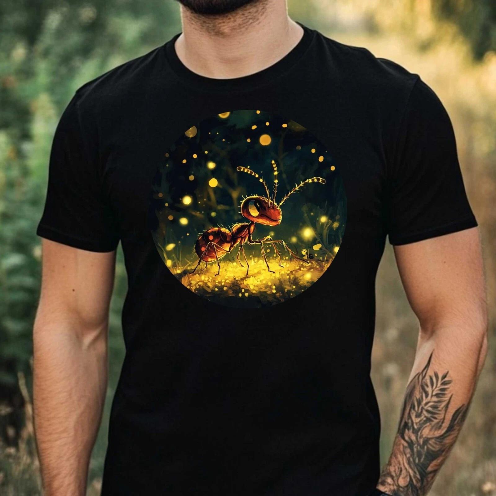 T-Shirt Herren Ameise im Mondlicht Motiv Baumwolle Größe XS bis 5XL M