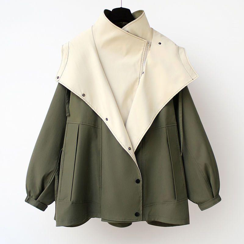 Spring and Autumn Waist Mid-length Windbreaker Korean Version of High-end Women's Casual Tooling Jacket