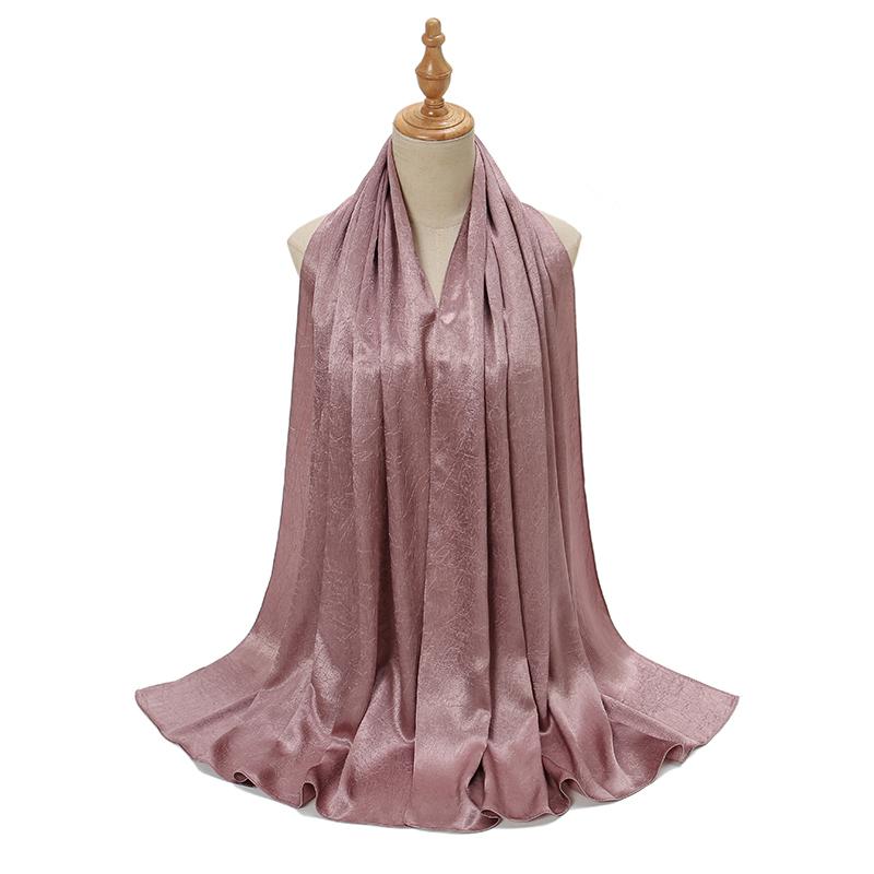 New Arrival Crinkle Satin Silk Muslim Hijabs Scarf For Women Long Shawls Solid Big Size Headscarf Wraps Islamic Headband Turban